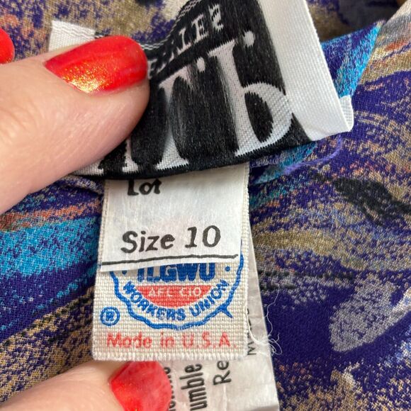 Vintage VLP Petites Women Secretary Librarian Dress Size 10P Abstract Pleated - Picture 8 of 9